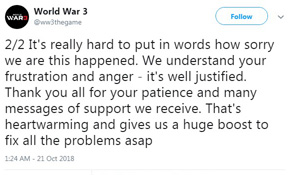 《第三次世界大战》遭遇技术问题 玩家无法连接服务器