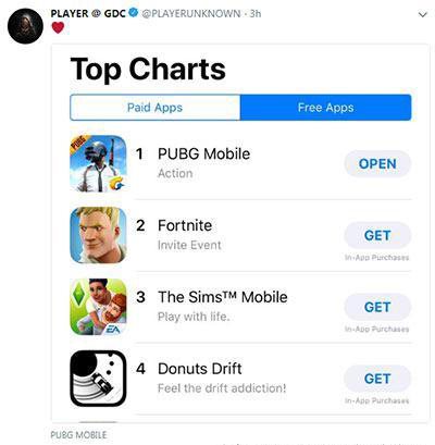好评如潮！《刺激战场》在美国登顶App Store榜首