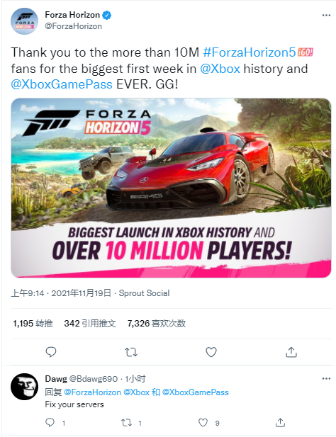 《极限竞速：地平线5》官方庆祝玩家人数达到1000万