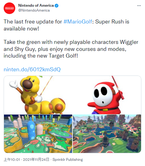 《马里奥高尔夫》新作最终更新上线 追加两名可玩角色