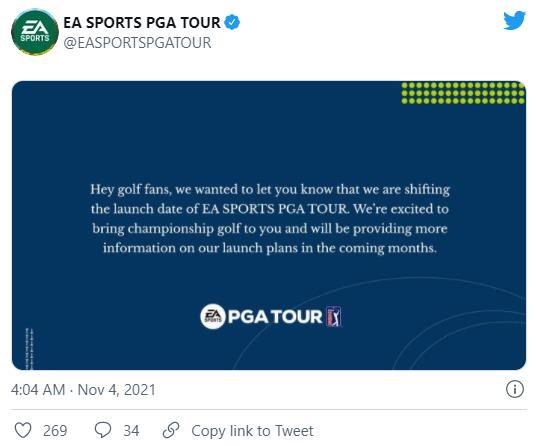 EA高尔夫运动《PGA巡回赛》延期 后续公布更多消息