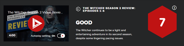 《巫师》剧集第二季前六集IGN 7分 更直白的有趣冒险