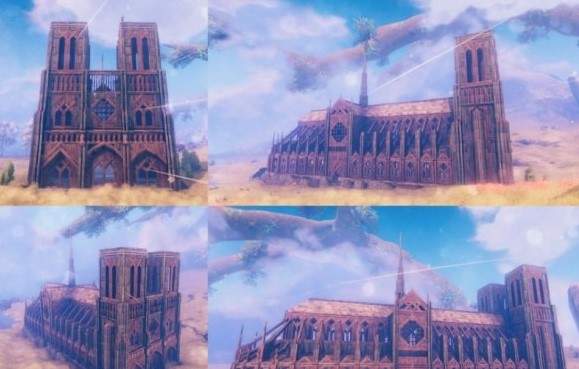 《英灵神殿》中玩家用木头盖出巴黎圣母院 细节真实