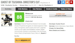 《对马之魂：导演剪辑版》M站均分88 全网一致好评