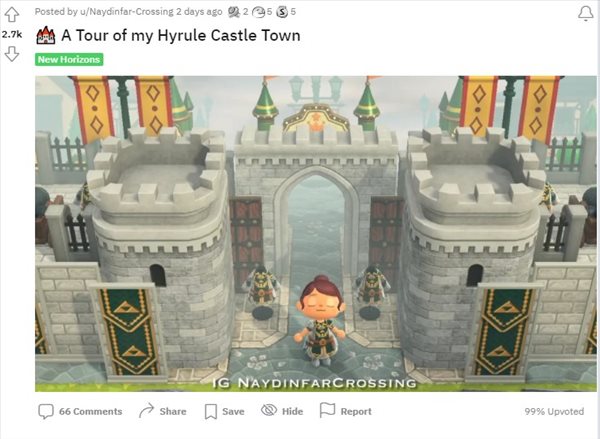 网友制作《动森》版海拉尔城堡小镇 实景还原再冒险