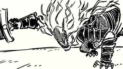 2D版《艾尔登法环》战斗动画 重温与黑剑拼杀的场面