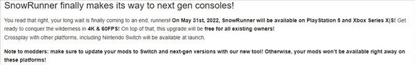 《雪地奔驰》5月31日登陆次世代主机 MOD工具更新