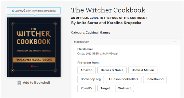 《巫师》官方烹饪书10月发行 含80种令人垂涎的食谱