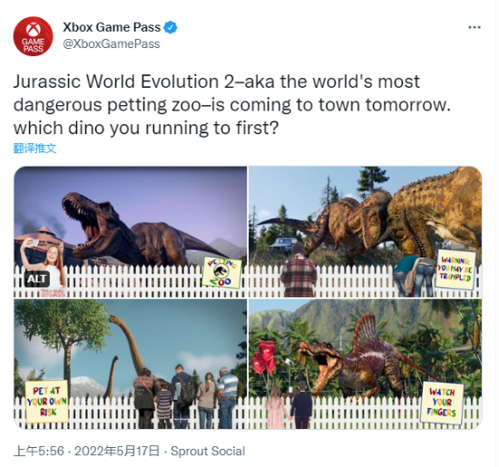 《侏罗纪世界：进化2》明日加入XGP 圈养各种恐龙