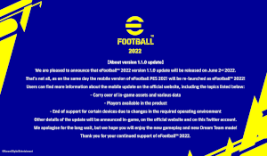 《eFootball 2021》5.30下线维修，为期四天迎接S2