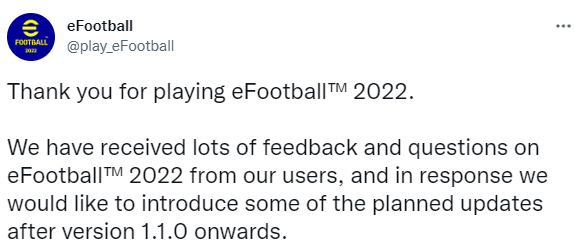 《eFootball 2022》更新计划概述 跨平台2022冬上线