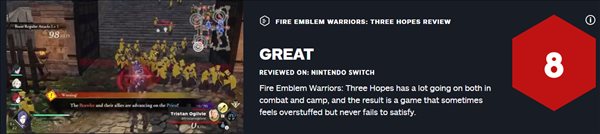 《火焰纹章无双：风花雪月》IGN 8分 机制上尊重原作