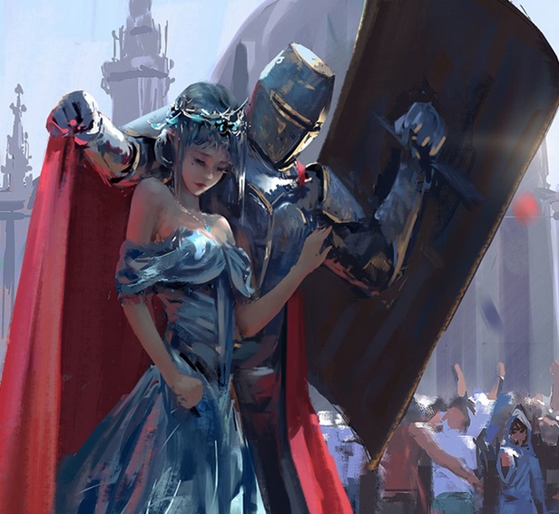 骑士保护公主伤感图片