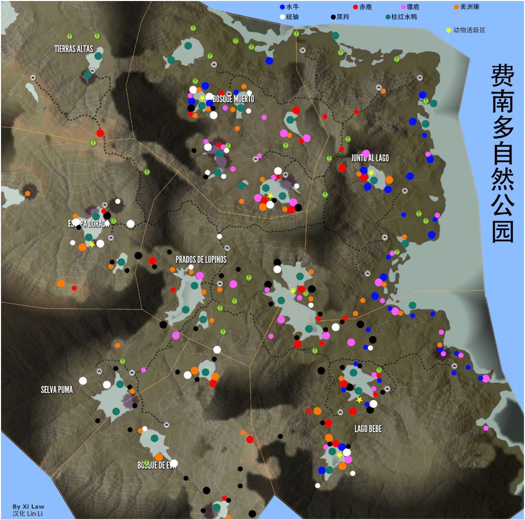 猎人荒野的呼唤全地图动物分布位置图示